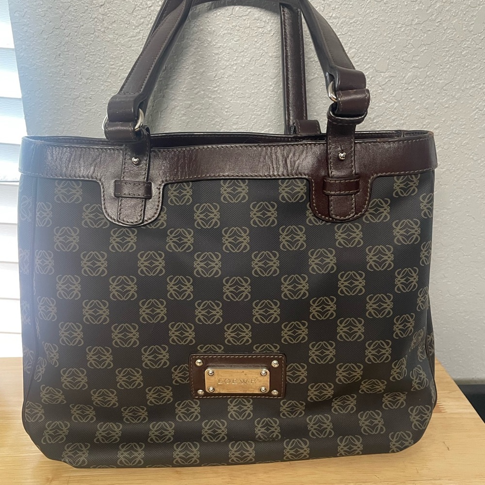 Loewe Black and Brown Patterned Tote